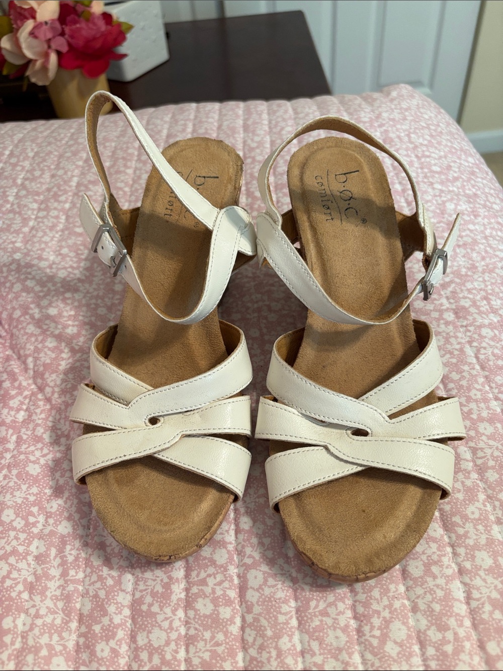 b.o.c. Ivory Crisscross Slingback Sandals